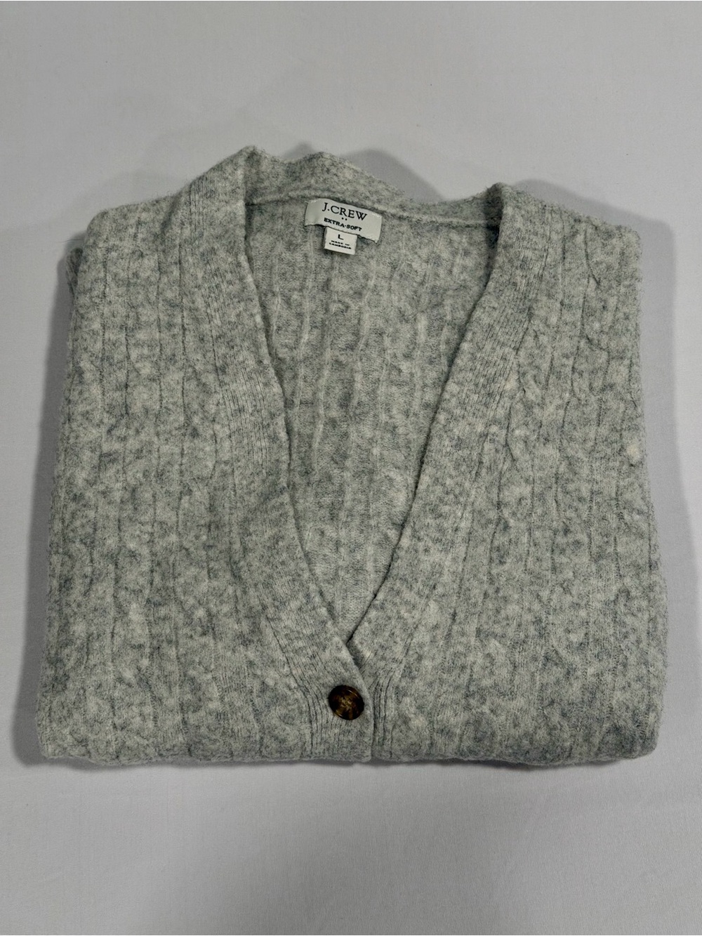 J. Crew Cashmere-feel Extra Soft Gray Cable-Knit Button Cardigan - Picture 5 of 5